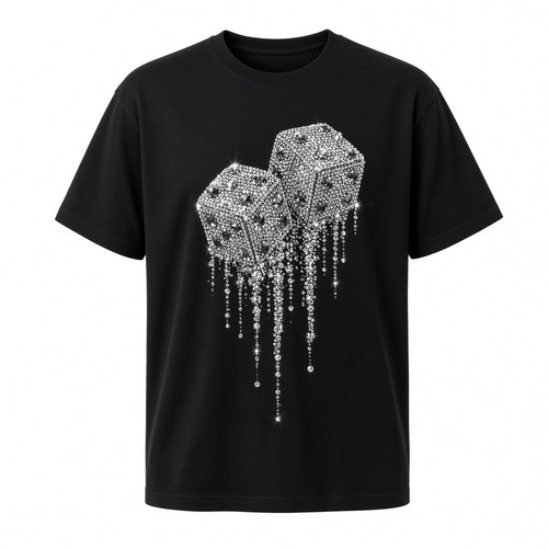 Rhinestone dice shirt black - rhinestone, t-shirt